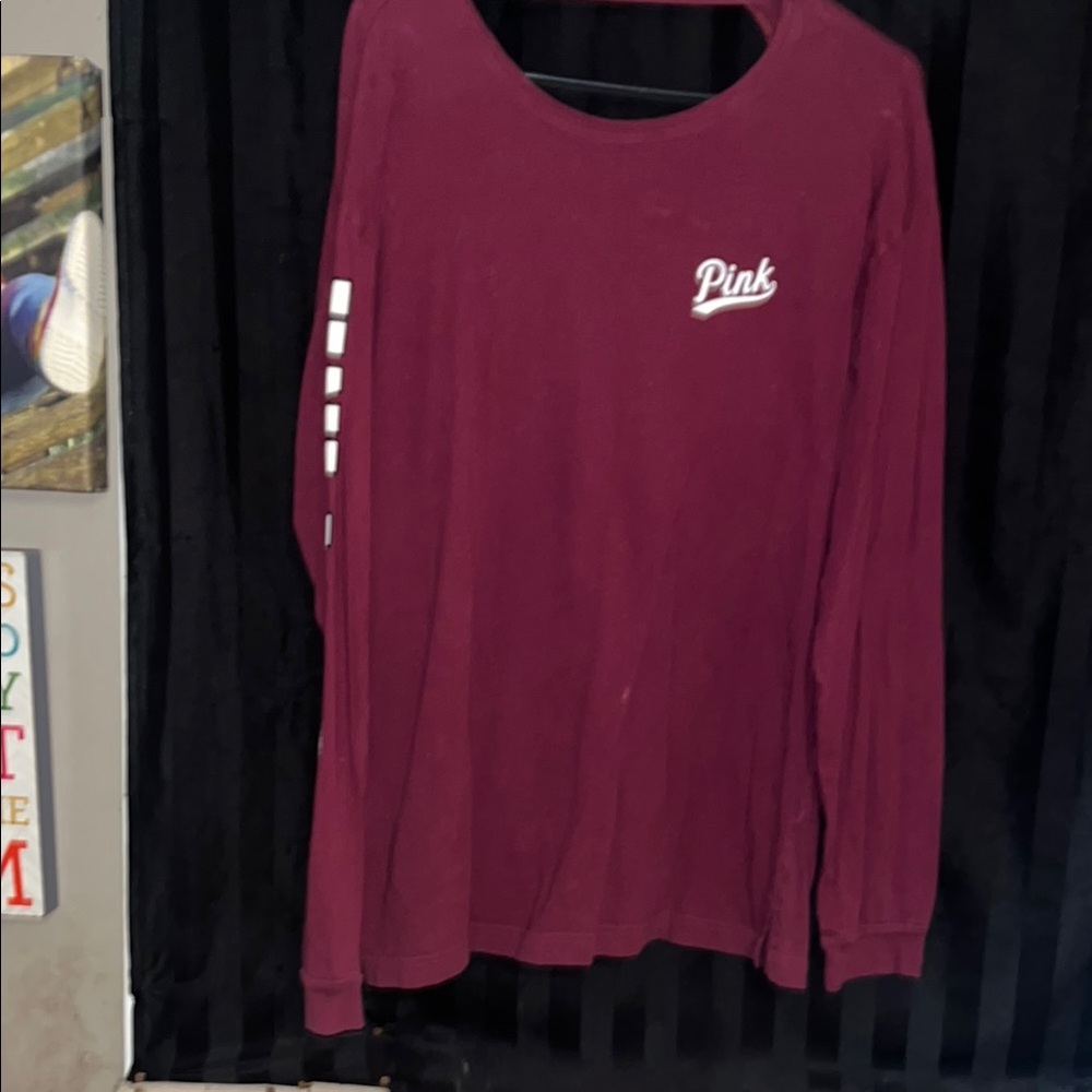 PINK Victoria's Secret Maroon Long Sleeve Tee